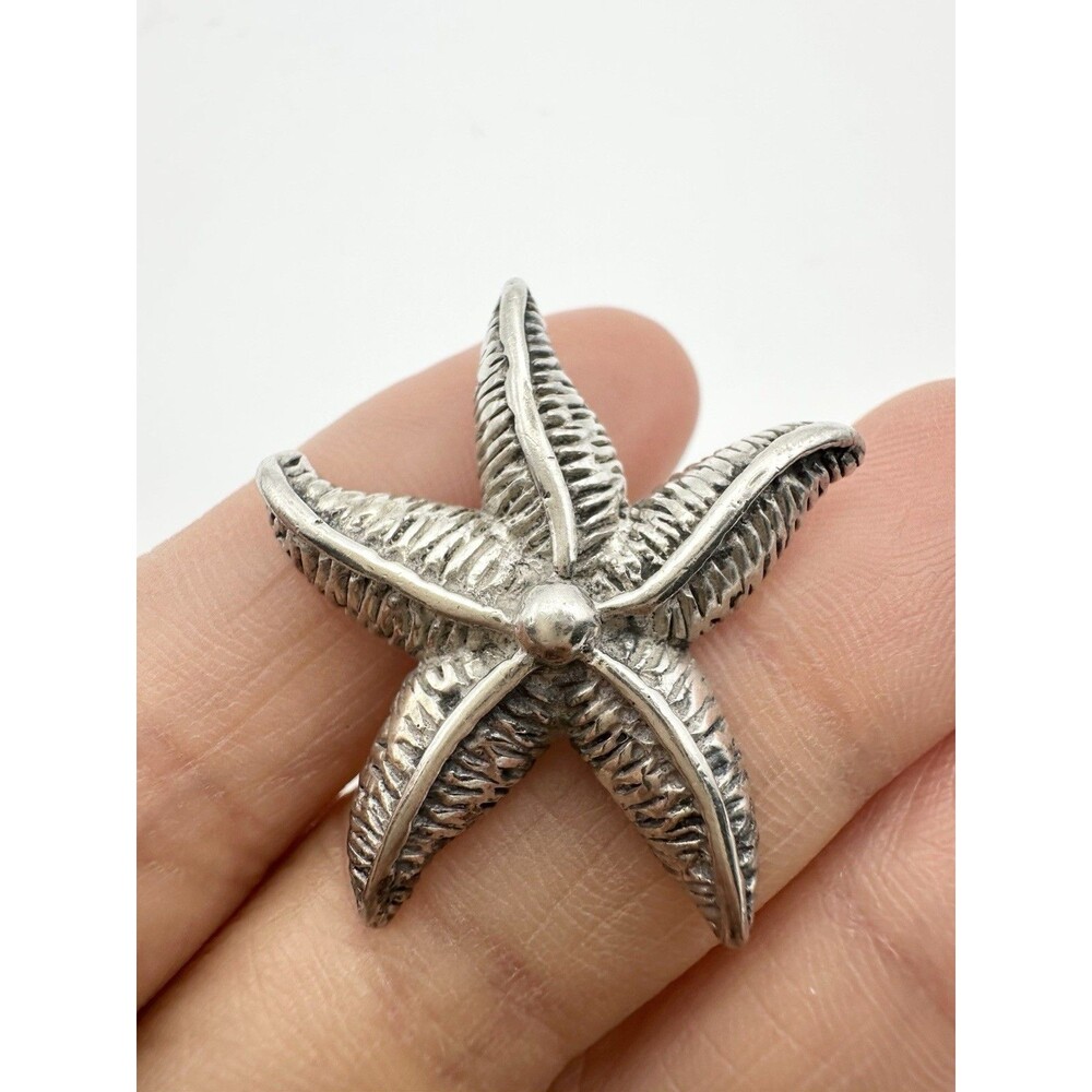 Vintage 925 Sterling Silver Starfish Textured Pendant